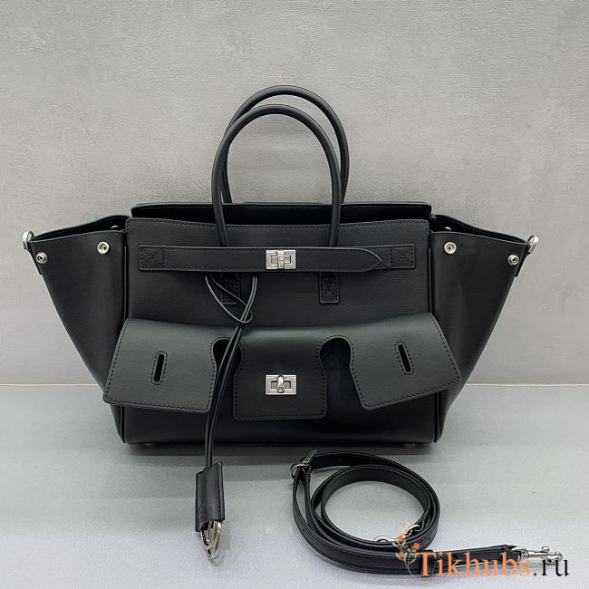 Balenciaga Bel Air Carry All Bag Small Black Silver 30cm - 1
