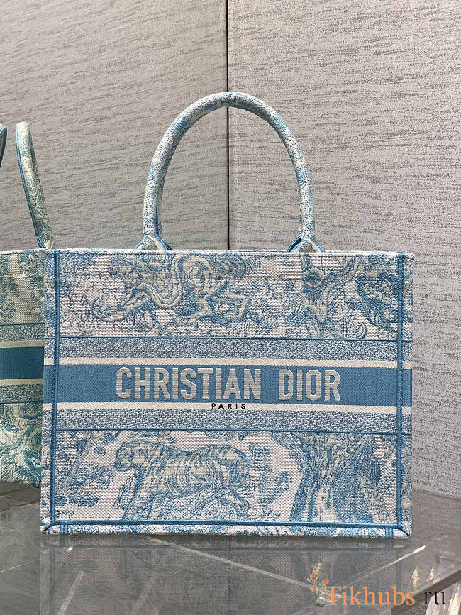 Dior Medium Book Tote White Celestial Blue 36.5x27.5x16.5cm - 1