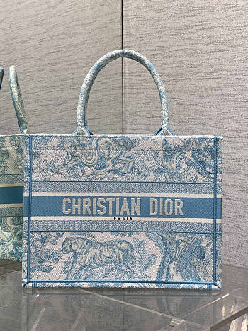 Dior Medium Book Tote White Celestial Blue 36.5x27.5x16.5cm
