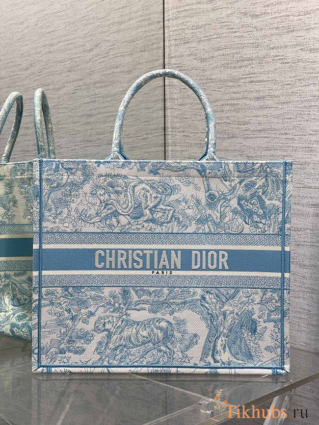Dior Large Book Tote White Celestial Blue 42x35x18.5cm - 1