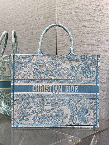 Dior Large Book Tote White Celestial Blue 42x35x18.5cm