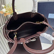Prada Buckle Medium Leather Handbag With Belt Red Wine 32x23x11cm - 6
