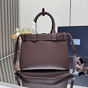 Prada Buckle Medium Leather Handbag With Belt Red Wine 32x23x11cm - 5