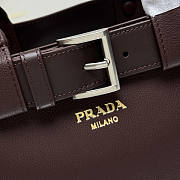 Prada Buckle Medium Leather Handbag With Belt Red Wine 32x23x11cm - 3