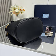 Prada Buckle Leather Bucket Bag Jeweled Belt Black 26.5x29x18cm - 2