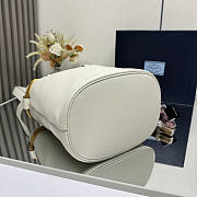 Prada Buckle Leather Bucket Bag Jeweled Belt White 26.5x29x18cm - 5