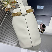 Prada Buckle Leather Bucket Bag Jeweled Belt White 26.5x29x18cm - 4