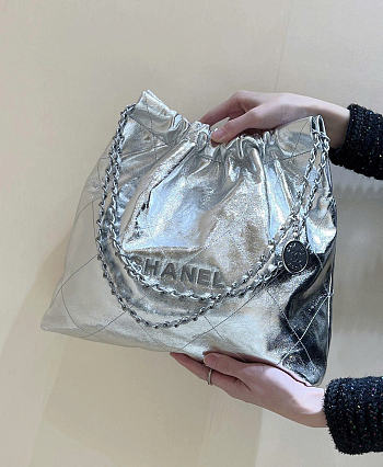 Chanel 22 Handbag Silver Metallic 35x37x7cm