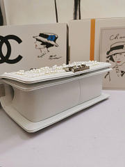 Chanel Leboy Bag Pearl Chevron White 25cm - 6