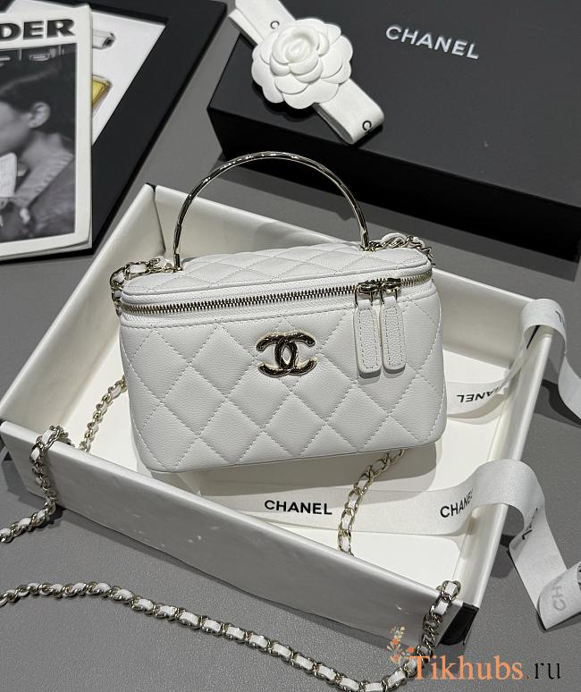 Chanel 25s Coco Crush Vanity Handle Caviar White 17x9.5x8cm - 1