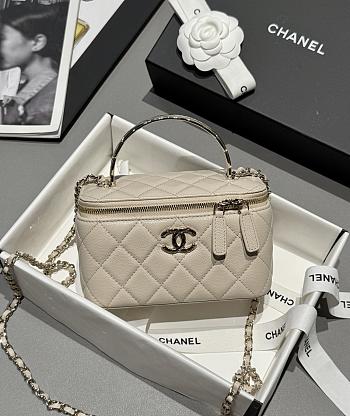 Chanel 25s Coco Crush Vanity Handle Caviar Beige 17x9.5x8cm