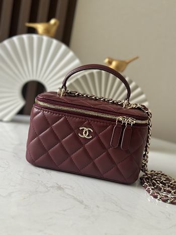 Chanel Handle Vanity Case Red Wine Bag 17x10x8cm