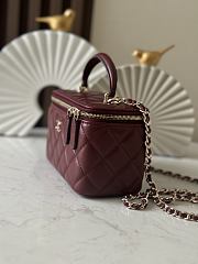 Chanel Handle Vanity Case Red Wine Bag 17x10x8cm - 6