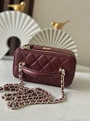 Chanel Handle Vanity Case Red Wine Bag 17x10x8cm - 5