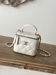 Chanel Mini Top Handle Vanity White Gold Lambskin 11x8.5x7cm - 1