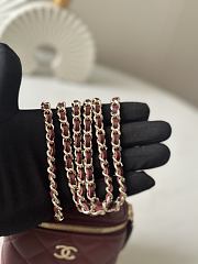 Chanel Mini Top Handle Vanity Red Wine Gold Lambskin 11x8.5x7cm - 6