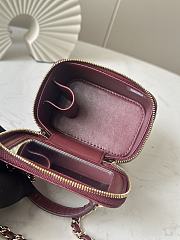 Chanel Mini Top Handle Vanity Red Wine Gold Lambskin 11x8.5x7cm - 5