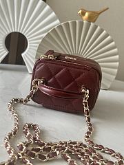 Chanel Mini Top Handle Vanity Red Wine Gold Lambskin 11x8.5x7cm - 3