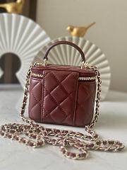 Chanel Mini Top Handle Vanity Red Wine Gold Lambskin 11x8.5x7cm - 2