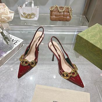 Gucci Slingback With Marina Chain Red Patent 10cm