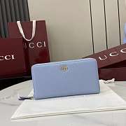 Gucci Bi-color GG Marmont Zip Around Wallet Blue 19x10.5x2cm - 1