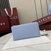 Gucci Bi-color GG Marmont Zip Around Wallet Blue 19x10.5x2cm - 5