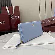 Gucci Bi-color GG Marmont Zip Around Wallet Blue 19x10.5x2cm - 4