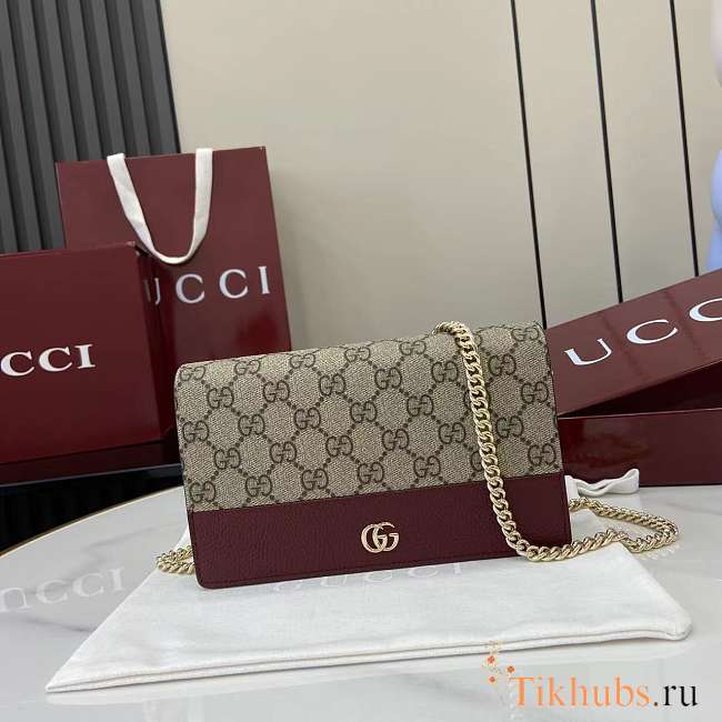 Gucci GG Marmont Wallet On Chain Beige Red 20x12.5x4cm - 1