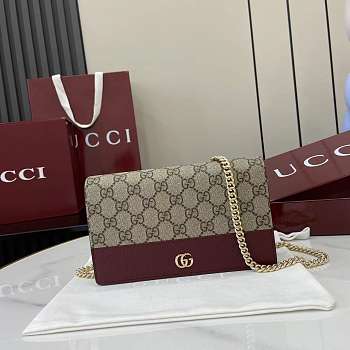 Gucci GG Marmont Wallet On Chain Beige Red 20x12.5x4cm