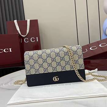 Gucci GG Marmont Wallet On Chain Beige Blue 20x12.5x4cm