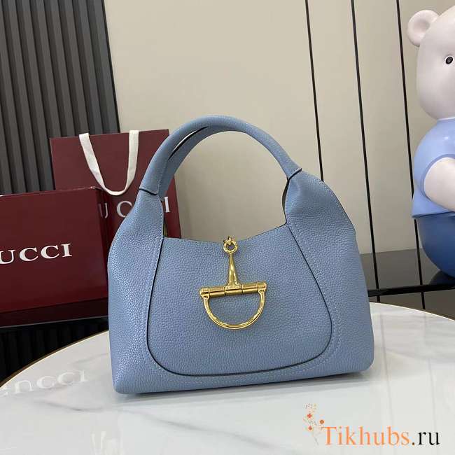 Gucci Softbit Medium Top Handle Bag Blue 27.5x21x16cm - 1