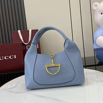 Gucci Softbit Medium Top Handle Bag Blue 27.5x21x16cm