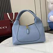 Gucci Softbit Medium Top Handle Bag Blue 27.5x21x16cm - 5