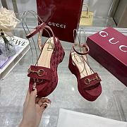 Gucci Women's Horsebit Flatform Sandal Red 7.5cm - 5
