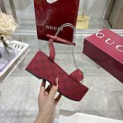 Gucci Women's Horsebit Flatform Sandal Red 7.5cm - 4