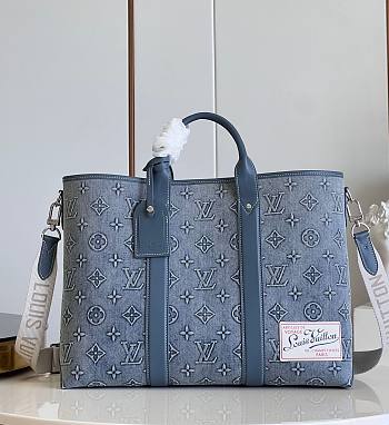Louis Vuitton LV Monogram Wash Denim Weekend Tote 43x34x17.5cm
