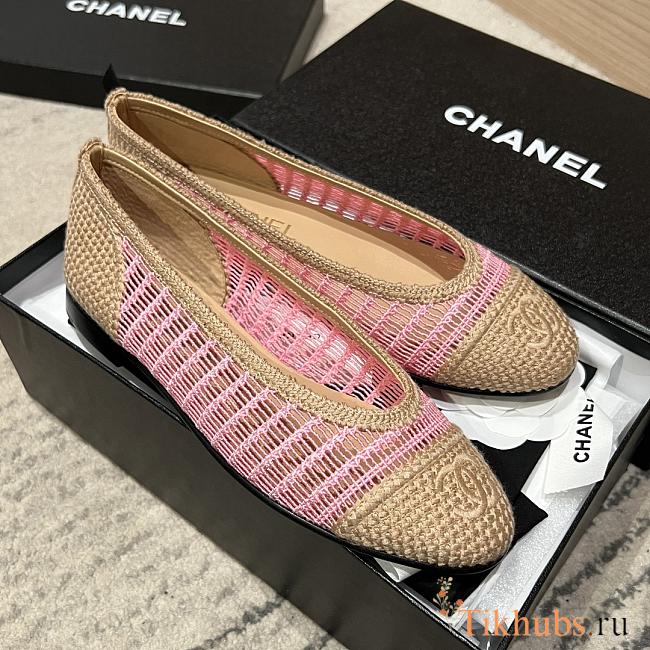 Chanel Flats Raffia Pink - 1