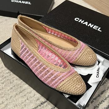 Chanel Flats Raffia Pink