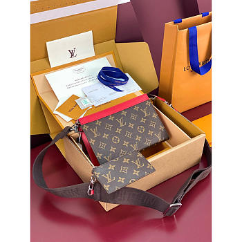 Louis Vuitton LV Pochette Voyage MM Monogram Red 18.5x11x6.5cm