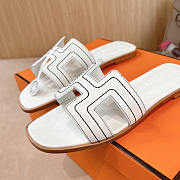 Hermes Oran Embroidered Calfskin Sandal White - 5