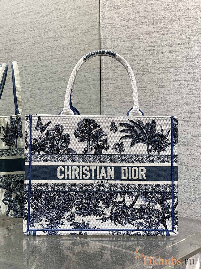 Dior Book Tote Dioriviera Medium White Blue Palms 36x27.5x16.5cm - 1