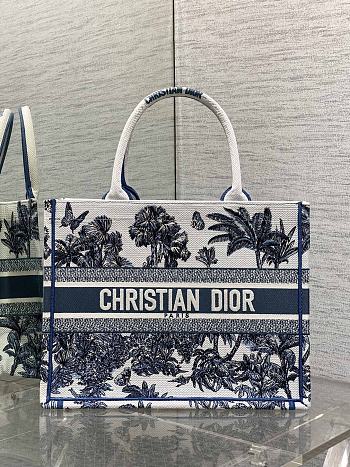 Dior Book Tote Dioriviera Medium White Blue Palms 36x27.5x16.5cm