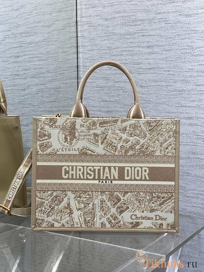 Dior Medium Book Tote Beige Plan de Paris 36.5x28x16.5 cm - 1