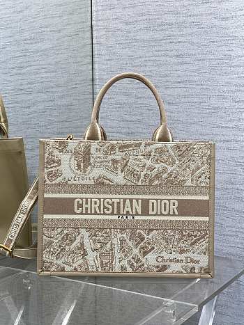 Dior Medium Book Tote Beige Plan de Paris 36.5x28x16.5 cm