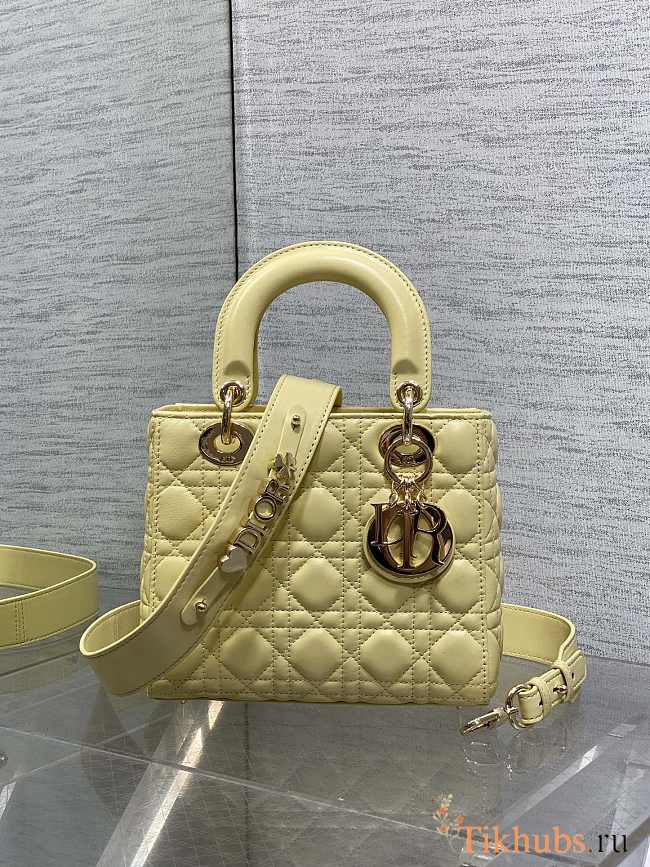 Dior Small Lady Bag Yellow Lambskin 20cm - 1