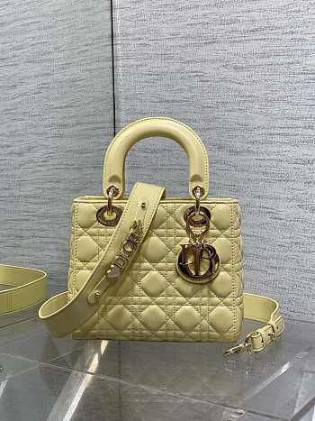 Dior Small Lady Bag Yellow Lambskin 20cm