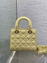 Dior Small Lady Bag Yellow Lambskin 20cm - 6