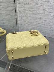 Dior Small Lady Bag Yellow Lambskin 20cm - 4
