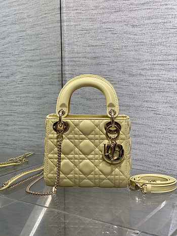 Dior Mini Lady Bag Yellow Lambskin 17cm