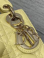 Dior Mini Lady Bag Yellow Lambskin 17cm - 5